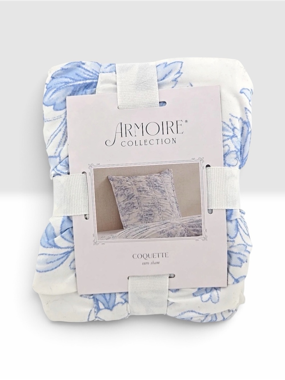 Armoire Collection EURO Blue/White Floral Sham 26x26 in ~ Coquette